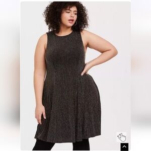 Black and Gold Glitter Striped Dress